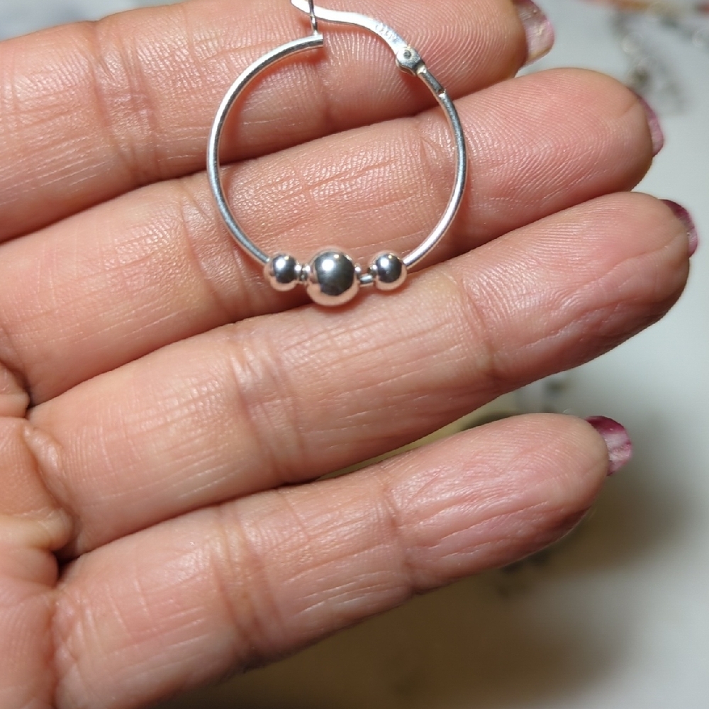 Sterling Silver 925 Hoop Earrings New - Picture 4 of 4